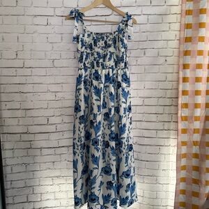 Floral Blue and White Maxi Dress